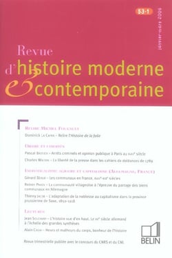 REVUE D'HISTOIRE MODERNE ET CONTEMPORAINE Tome 53-1 : janvier-mars 2006