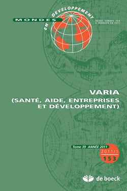 Mondes en développement n.153 : santé, aide, entreprises et développement