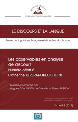 Les observables en analyse de discours - numéro offert à Catherine Kerbrat-Orecchioni