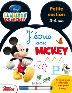 J'écris avec mickey - petite section - livre-ardoise - 3/4 ans