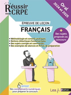 Réussir mon CRPE : Français - épreuve orale de leçon - livre de l'élève (édition 2024/2025)