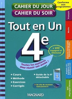 Cahier du jour / cahier du soir  : 4ème - tout-en-un