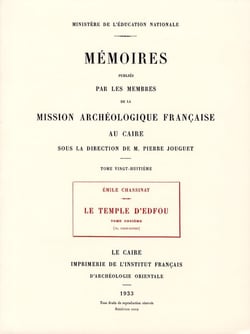 Le temple d'edfou tome onzieme réédition premier édition 193