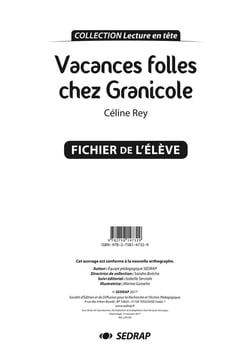 VACANCES FOLLES CHEZ GRANICOLE - FICHIER PEDAGOGIQUE