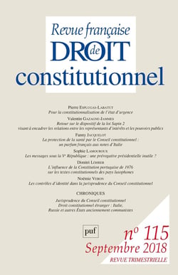 Revue française de droit constitutionnel n.115 (édition 2018)