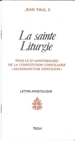 La sainte Liturgie : Lettre apostolique pour le 25e anniversaire de la constitution conciliaire Sacrosactum concilium
