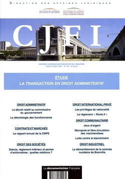 Etude : la transaction en droit administratif (n.46 juillet-aout 2007)