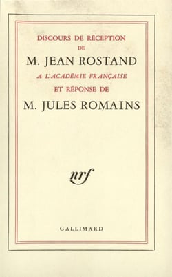 Discours de reception a l'academie francaise et reponse de m. jules romains