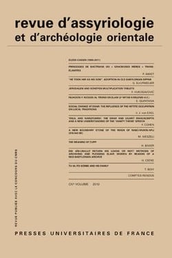 REVUE D'ASSYRIOLOGIE ET D'ARCHEOLOGIE ORIENTALE n.104