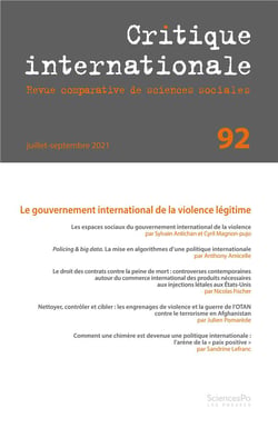 Revue critique internationale n.92 : le gouvernement international de la violence légitime