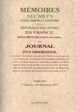 Mémoires secrets ou journal d'un observateur t.10 1777