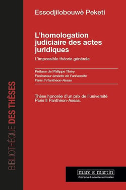 L'homologation judiciaire des actes juridiques - l'impossible théorie générale