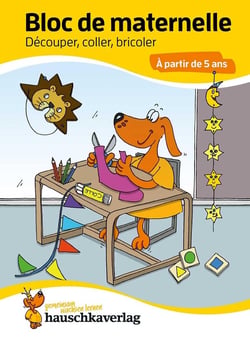 Bloc préscolaire, cahier de jeux 5 ans pour garçon et fille - Couper, coller, bricoler : Cahier de jeux & cahier de coloriage enfant - Bloc de devinettes coloré - L'apprentissage ludique