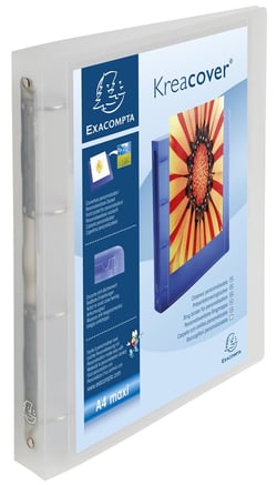 Classeur A4 maxi format Exacompta -  Polypropylène - 4 anneaux - Dos 40 mm - Transparent - Kreacover®
