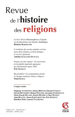 Revue de l'histoire des religions - Nº1/2022 Varia
