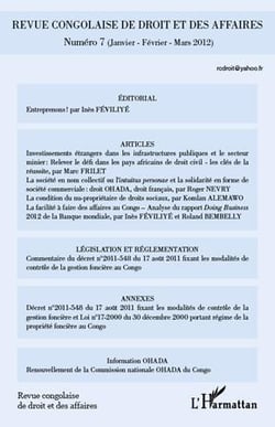 Revue congolaise de droit et des affaires- n°7