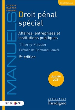 DROIT PENAL SPECIAL : AFFAIRES, ENTREPRISES ET INSTITUTIONS PUBLIQUES