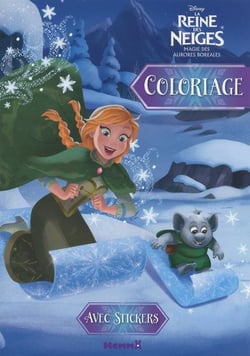 Coloriage avec stickers - la reine des neiges - magie des aurores boreales