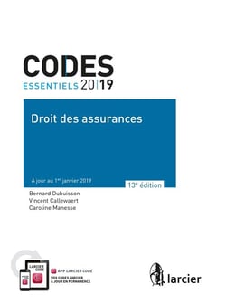 CODE ESSENTIEL - DROIT DES ASSURANCES 2019 - A JOUR AU 1ER JANVIER 2019