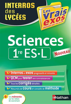 Interros des lycées Tome 25 : sciences - 1re ES, L (édition 2015)