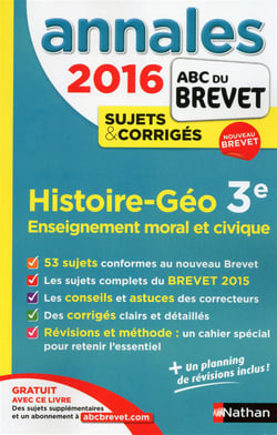 Les Annales Abc Brevet Corriges 2016 Histoire-Geographie-Education Civique
