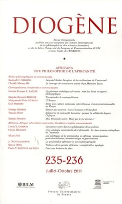 REVUE DIOGENE n.235 : t.236 - Africana - une philosophie de l'africanité