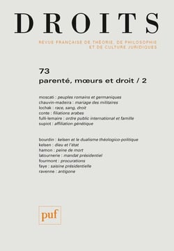 Revue Droits n.73 : parenté, moeurs et droit (édition 2021)