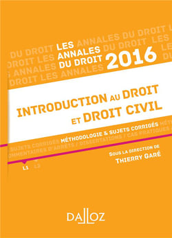 ANNALES INTRODUCTION AU DROIT ET DROIT CIVIL 2016