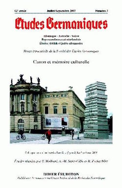 Études germaniques - N°3/2007 : Canon et mémoire culturelle