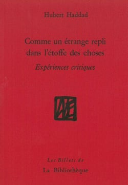 Comme un étrange repli dans l'étoffe des choses - expériences critiques