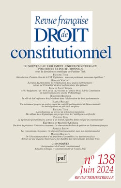 Revue française de droit constitutionnel : du nouveau au parlement : enjeux procéduraux, politiques et institutionnels