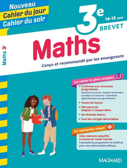 Cahier du jour / cahier du soir : mathématiques - 3e