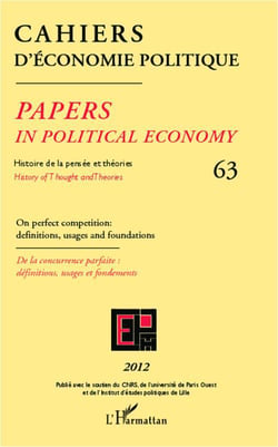 Cahiers d'économie politique Tome 63 : histoire de la pensée et théories