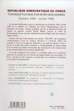 République démocratique du Congo - chronique politique d'un-entre-deux-guerres (octobre 1996-juillet 1998)