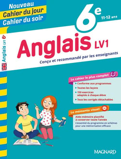 Cahier du jour / cahier du soir : anglais - 6e - lv1