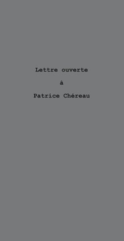 Lettre ouverte à Patrice Chéreau