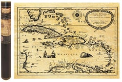 CARAIBES AU TPS DES PIRATES EN 1657 58,5 CM X 42 CM