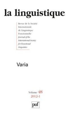 Revue La Linguistique n.48/1 : 2012