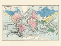 Carte : mouvements des eaux - movements of the waters