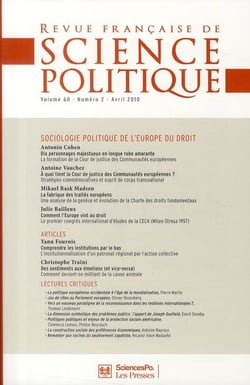 Revue française de science politique n.60-2 - sociologie politique de l'europe du droit