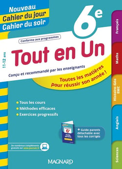Nouveau cahier du jour / cahier du soir : tout en un - 6e