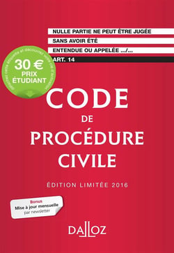 Code de procédure civile (édition 2016) - édition limitée