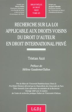 Recherche sur la loi applicable aux droits voisins du droit d'auteur en droit in - vol425