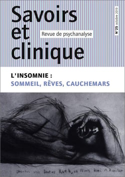 Savoirs et clinique n.25 : octobre 2019 - l'insomnie : sommeil, rêves, cauchemars