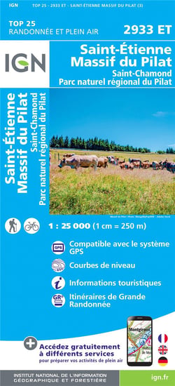 2933ET - Saint-Etienne, Massif du Pilat, Saint-Chamond, Parc naturel régional du Pilat (3e édition)