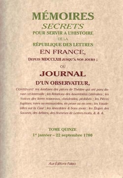 Mémoires secrets ou journal d'un observateur t.15 - 1780