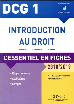 Dcg 1 - introduction au droit - l'essentiel en fiches (édition 2018/2019)