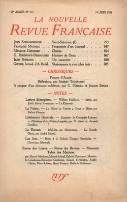 La nouvelle revue francaise t.213