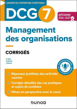 DCG 7 : Management des organisations - Corrigés (édition 2026/2027)