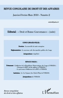 REVUE CONGOLAISE DE DROIT ET DES AFFAIRES n.2 : droit et bonne gouvernance (suite)